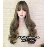 Tóc nguyên đầu xanh rêu xoăn đuôi