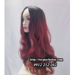 Tóc 2 mái xoăn đuôi tím than đỉnh đen